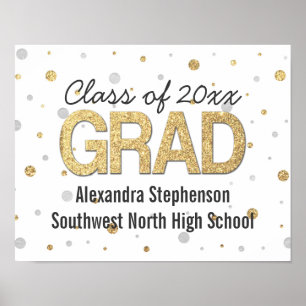 Affiches Gold Foil Glitter Confetti Graduation Party Custom