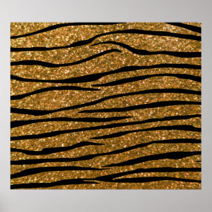 Affiches Gold glitter zebra stripes