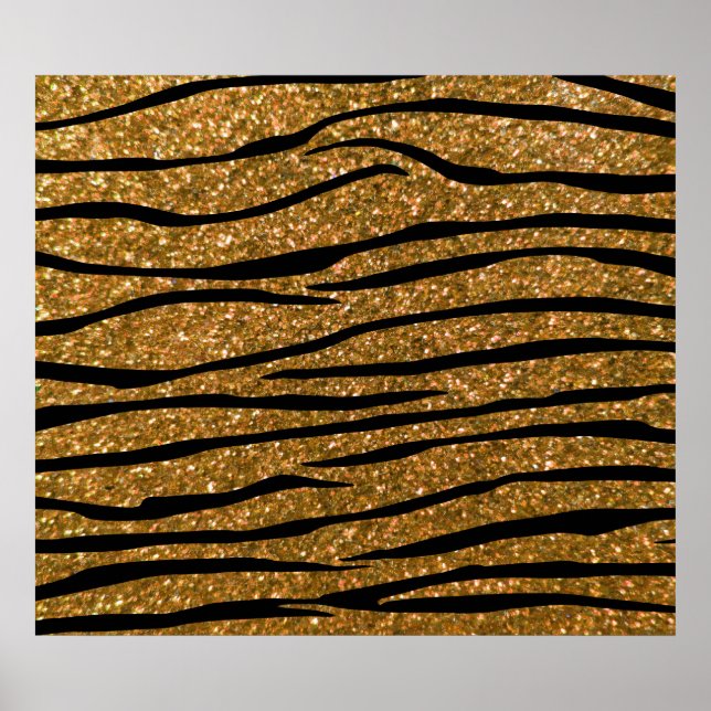 Affiches Gold glitter zebra stripes (Devant)