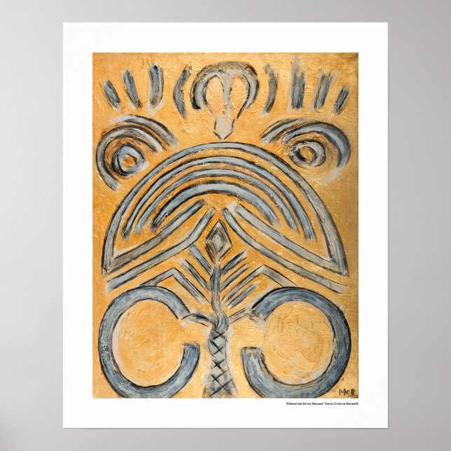 Affiches Gold Jaune Ethnic Abstrait Décor 16x20 Imprimer (Devant)