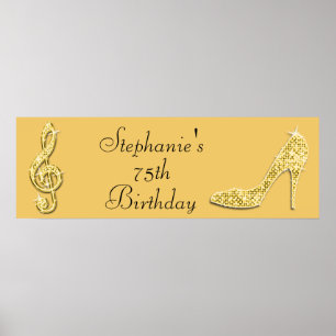 Affiches Gold Music Note and Stiletto 75th Birthday