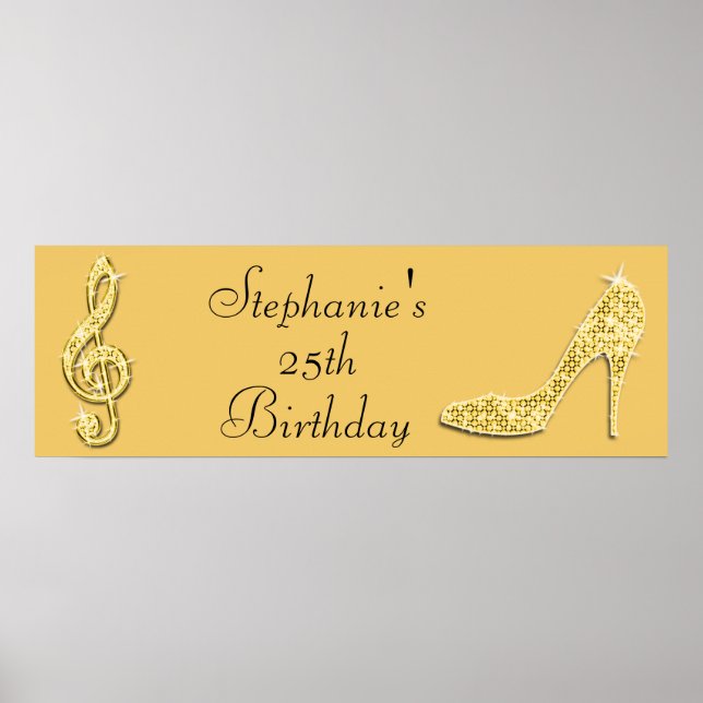 Affiches Gold Music Note et Stiletto 25e anniversaire (Devant)