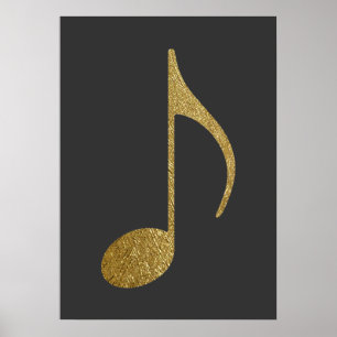 Affiches gold texture music note