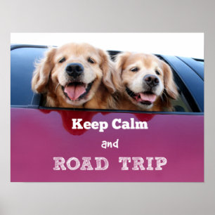 Affiches Golden Retriever Gardez le calme et Voyage sur rou