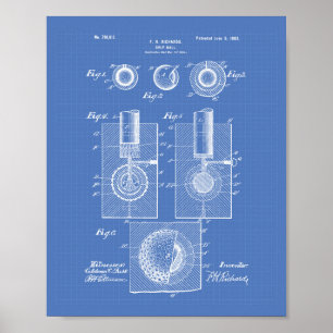 Affiches Golf Ball 1902 Patent Art - Plan directeur