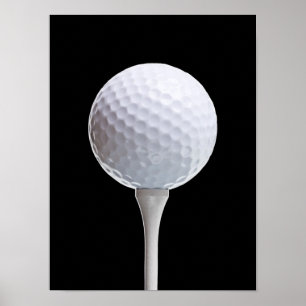 Affiches Golf Ball & Tee on Black - Modèle Customisé