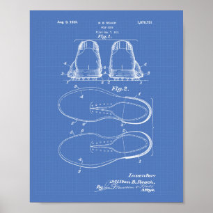 Affiches Golf Shoe 1932 Patent Art - Blueprint