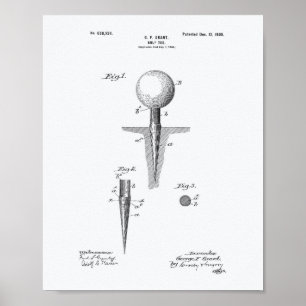 Affiches Golf Tee 1899 Brevet Art - Livre blanc