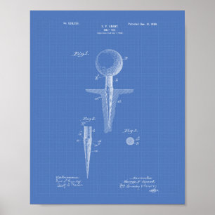 Affiches Golf Tee 1899 Patent Art - Plan directeur