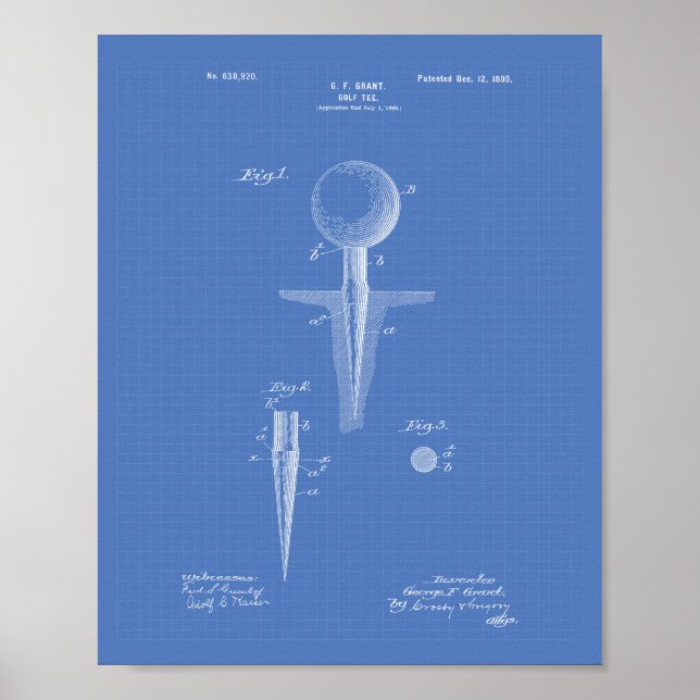 Affiches Golf Tee 1899 Patent Art - Plan directeur (Devant)