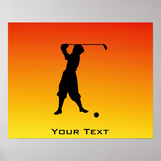 Affiches Golfeur Vintage orange jaune (Devant)