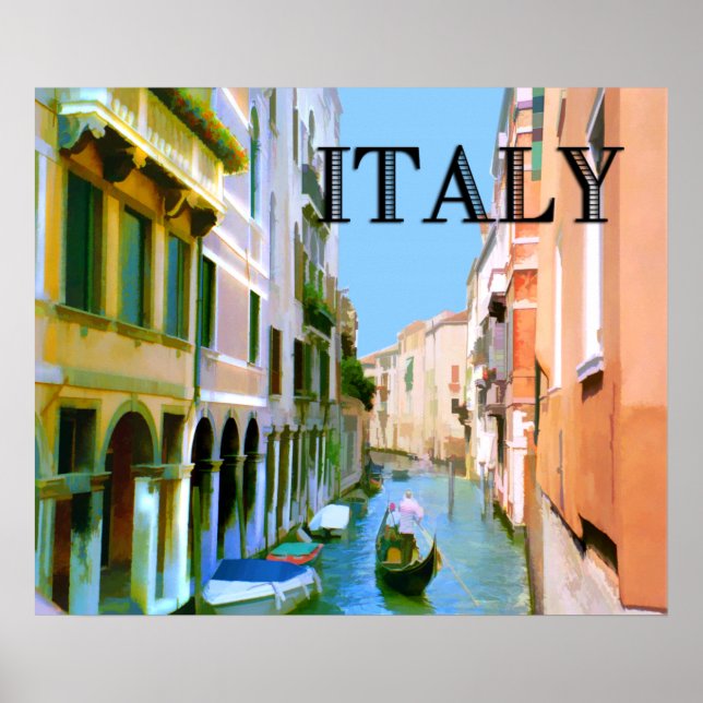Affiches Gondolier dans Canal à Venise ITALIE (Devant)