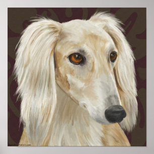 Affiches Gorgeous Light Fur Saluki Dog on Brown Background