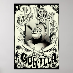 Affiches Gorilla du rhum rouge