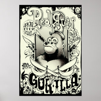 Affiches Gorilla du rhum rouge