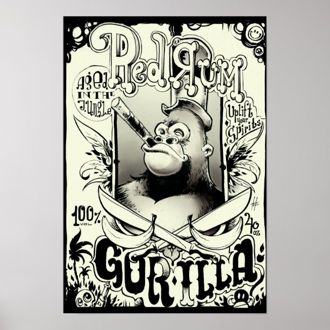 Affiches Gorilla du rhum rouge (Devant)