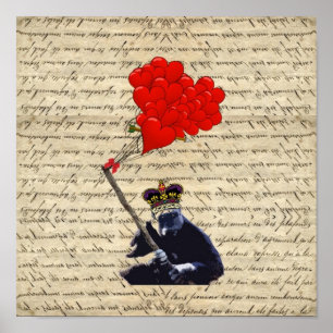 Affiches Gorille et ballons cardiaques