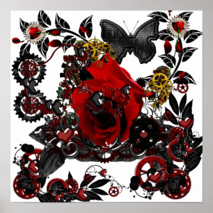 Affiches gothique amour steampunk design funky