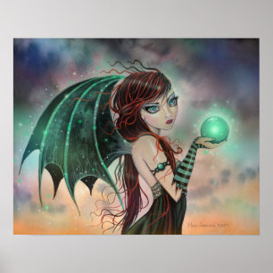 Affiches Gothique Fairy Vampire Green Gem Imaginaire Art