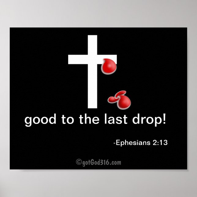 Affiches Gouttes de sang gotGod316.com Croix (Devant)