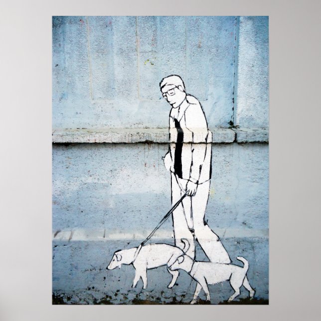 Affiches graffiti pour chien marchant rue branimirova, croa (Devant)