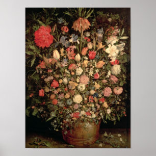Affiches Grand bouquet des fleurs dans un baquet en bois
