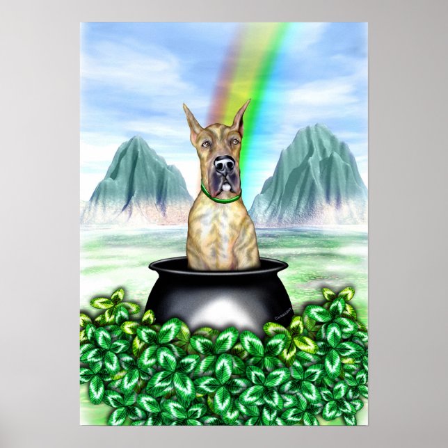Affiches Grand Dane Brindle Pot O Or (Devant)