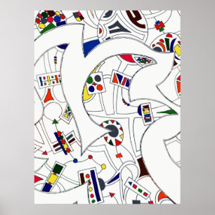 Affiches Grand dessin abstrait d'encre