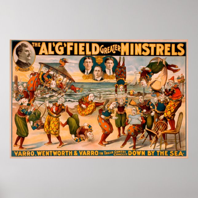Affiches Grand Minstrels - Bunch of Clowns à la plage (Devant)