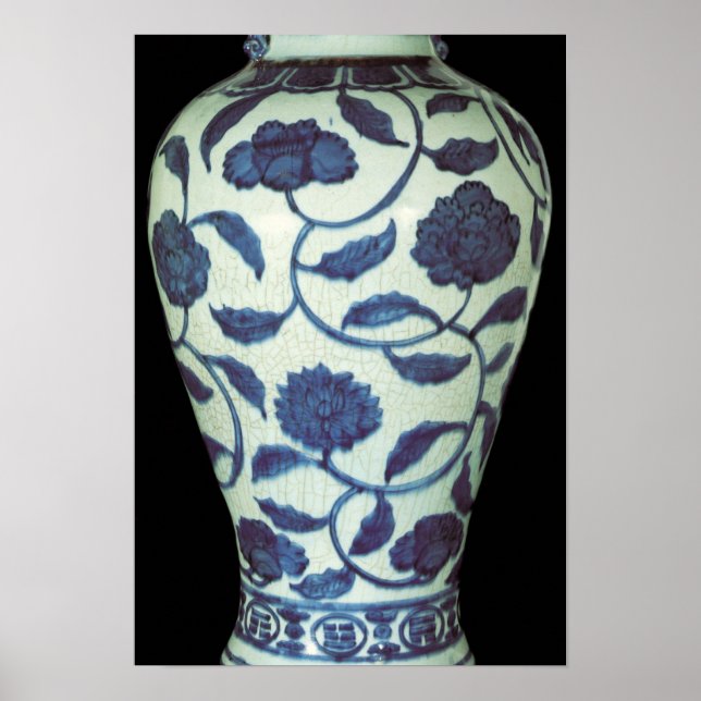 Affiches Grand vase bleu et blanc, période Jaijing (Devant)