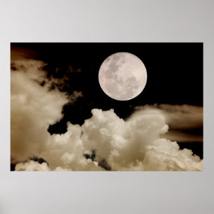 Affiches Grande Pleine lune passant derrière des nuages