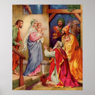 Affiches Grande, Visite de Wisemen Christian Christmas Art