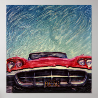 Affiches Grande voiture rouge Vintage