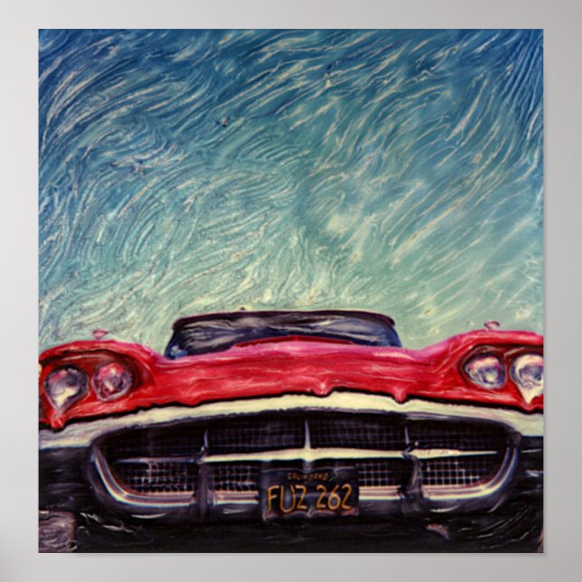 Affiches Grande voiture rouge Vintage (Devant)