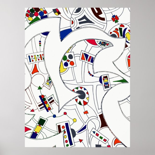 Affiches Grandes lignes d'encre Abstraites (Devant)