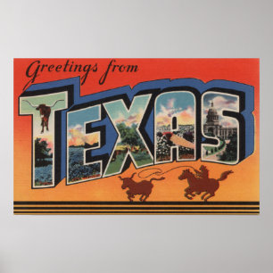 Affiches Grandes scènes de lettre du Texas (cowboy Roping