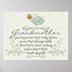 Affiches Grandmother Poem with Birds