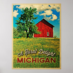 Affiches Grange de rouge de pays du Michigan