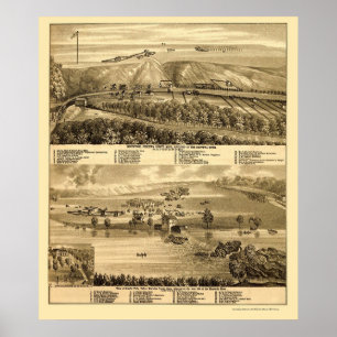 Affiches Granite Falls, MN Carte panoramique - 1874