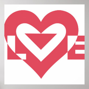 Affiches Graphique d'amour cool, rose cerise