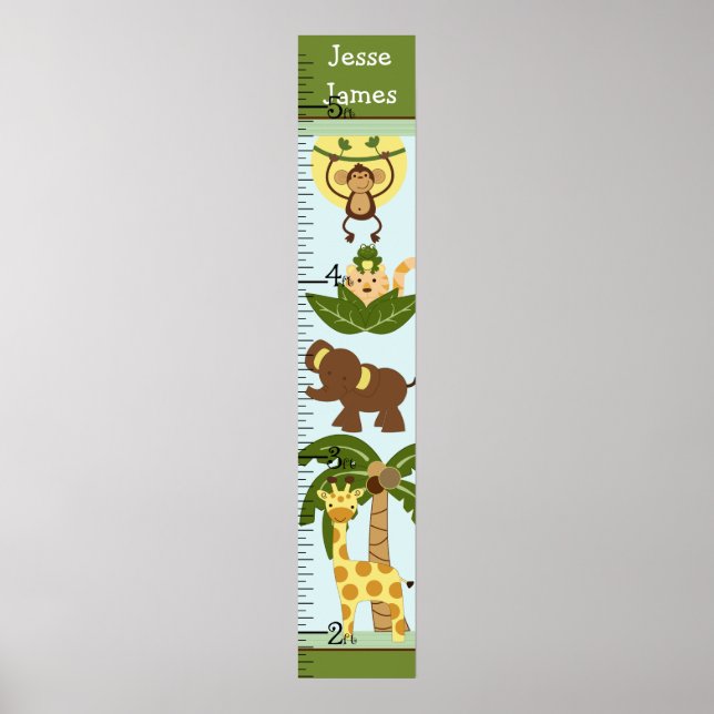Affiches Graphique de croissance des bébés de la Jungle Gar (Devant)