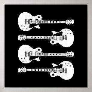 Affiches Graphique de guitares électriques en blanc