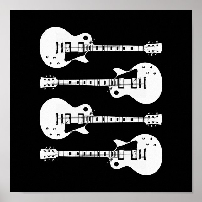 Affiches Graphique de guitares électriques en blanc (Devant)
