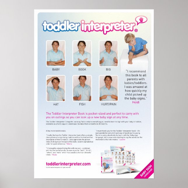 Affiches Graphique de langue des signes pour bébé (Devant)