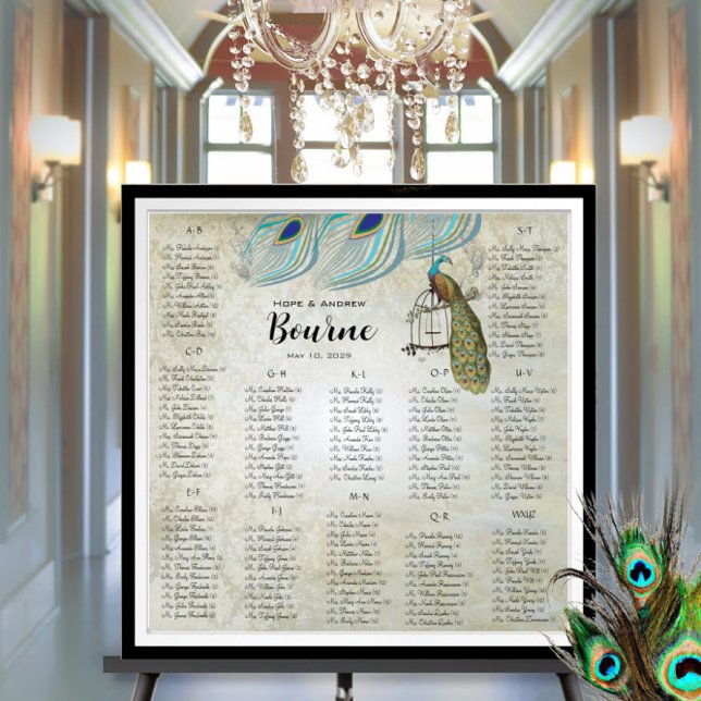 Affiches Graphique de placement Peacock Blue Silver 12 Tabl (To see frame pricing, please enter your frame and mat options.)