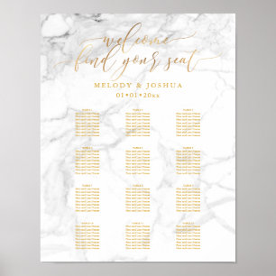 Affiches Graphique de siège Marble+Faux Gold Script PixDezi