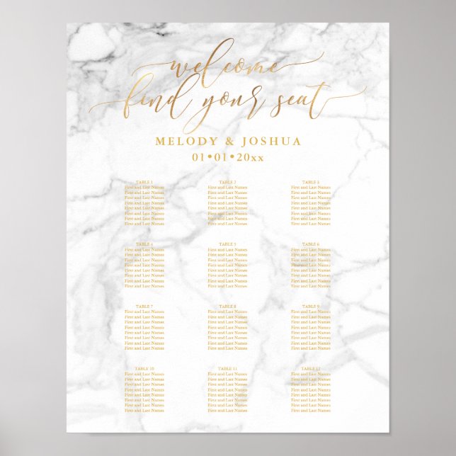 Affiches Graphique de siège Marble+Faux Gold Script PixDezi (Devant)