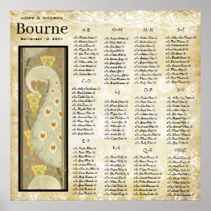 Affiches Graphique de sièges Mariage ART DECO Peacock