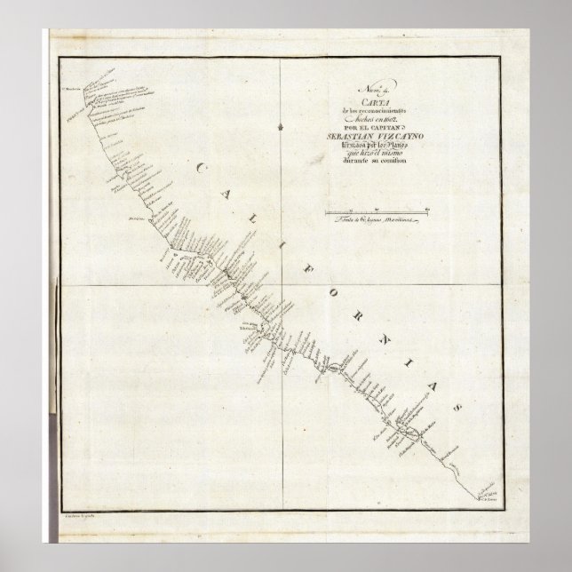 Affiches Graphique non coloré Californie (Devant)