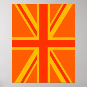 Affiches Gras orange Union Jack Britanniques Drapeau Swag